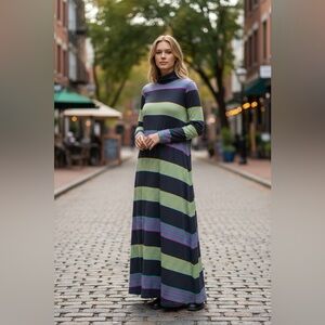 URBAN by ALEMBIKA WINE BAR POPOVER MAXI DRESS, LONG SLEEVES STRIPES STRETCH XL 5